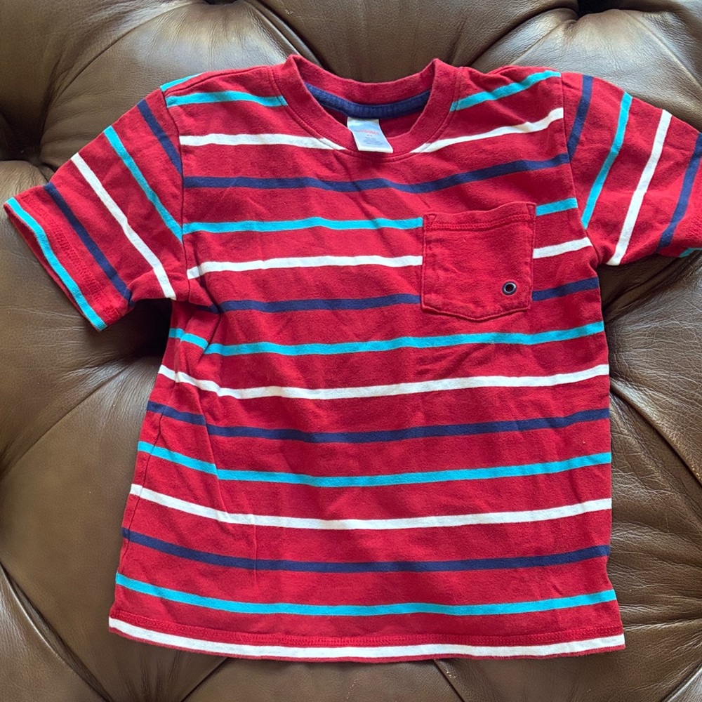 Gymboree Red and Teal Striped Kids Tee